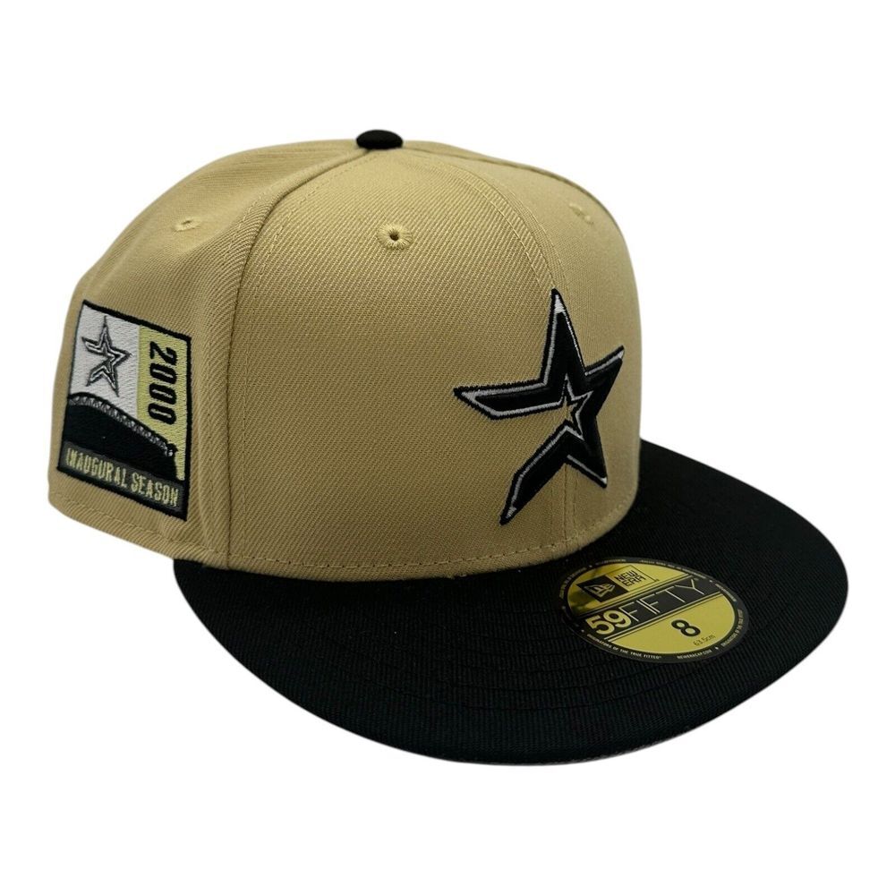 New Era 59Fifty Houston Astros Hat Size 8 Vegas Gold Black 2000 Inaugural Season